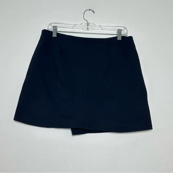 Scoop Chic Women's Dark Blue Fold Over Ponte Mini Skirt - Picture 3 of 10